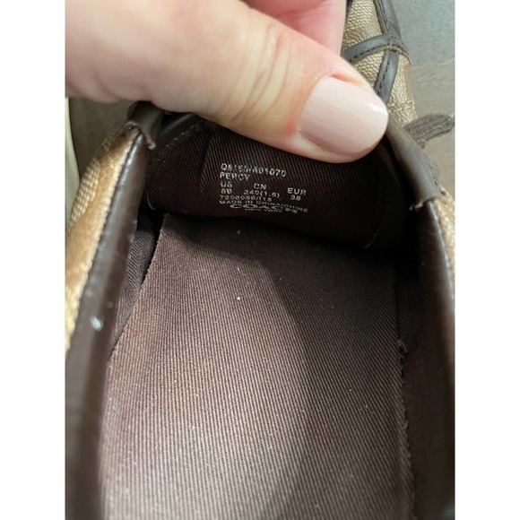 COACH Low Top Signature Sneaker Shoes Women's KHAKI Mahogany Size 8 - Picture 9 of 12